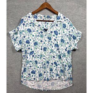 Lucky Brand‎ Womens  Top M Floral Print Popover Shirt